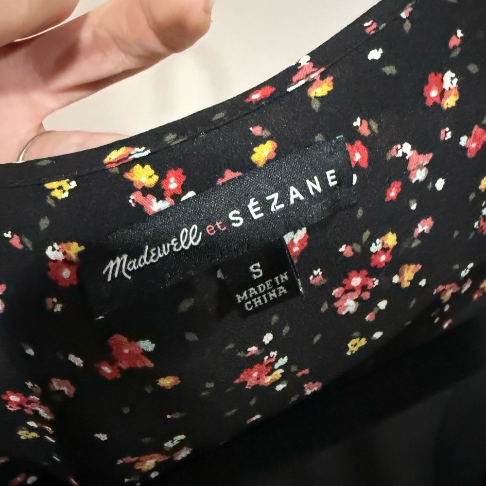 Sezane Black Multicolor Floral Long Sleeve Dress - Picture 3 of 3